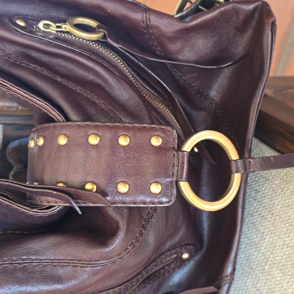 Via Spiga Brown Cow Leather Slouchy Hobo Bag - Picture 4 of 11